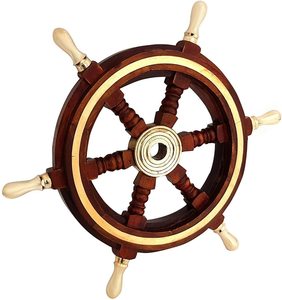 Volant de bateau en bois de plage nautique longue durée, maison solide, bateau d'intérieur, bateau, roue en bois pour la décoration - Product Image 6