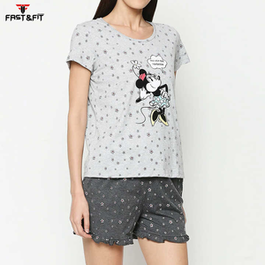 2025 diseño personalizado cómodo color de contraste al por mayor transpirable Mujer camiseta y conjunto corto - Product Image 2