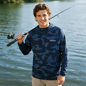 Hoodie de pêche personnalisé de haute qualité, sublimé, en spandex/polyester, unisexe, léger, UPF 50, protection UV, respirant, séchage rapide - Product Image 5