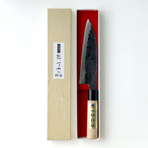 Cuchillo Gyuuto SHIMABARA HAMONO Hecho a Mano para Diestros, Económico, 21 cm, Hoja de Acero Shirogami de 2.0 mm de Grosor, Acabado Cepillado - Product Image 4