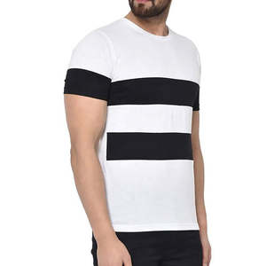 Poli hommes décontracté O cou à manches courtes t-shirt Premium coton luxe uni couleur bloc sérigraphie prêt à porter - Product Image 4