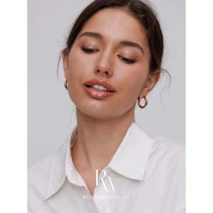 Pendientes de Aro Gruesos Chapados en Oro de 18K, Resistentes al Deslustre, Color Oro Medio, Impermeables, Finos, Colgantes, Minimalistas, Regalo para Mamá - Product Image 5