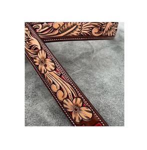 Vente chaude unisexe Floral ceintures en cuir usiné ceintures perlées avec boucles fantaisie personnalisé Durable meilleurs vendeurs produits de cheval - Product Image 3