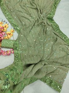 Georgette-ropa de boda de alta calidad para mujer, accesorio de fiesta de alta calidad, bordado de secuencia, a precio barato de Surat - Product Image 4