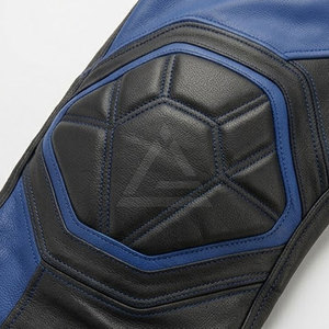 Pantalon en cuir simple pour motard, pour homme, avec poches avant, genouillères, fermetures éclair latérales et coupe confortable - Product Image 3