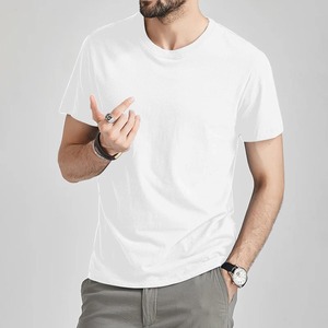 Camiseta de manga corta de algodón puro con cuello redondo de color sólido para hombre, camiseta superventas para hombre - Product Image 3