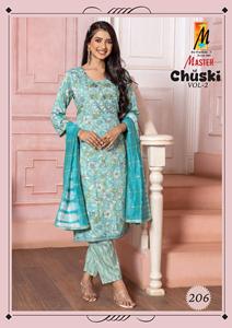 Capsule lourde de travail de broderie de concepteur indien imprimé haut bas avec l'exportation de Chanderi Dupatta par Maruti Fashion - Product Image 6