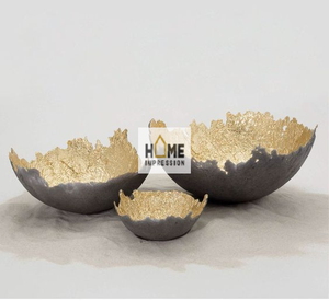 Ensemble de 2 bols de design moderne fantaisie de taille différente couleur gris et or bols décoratifs simples ustensiles de cuisine design fantaisie moderne - Product Image 4