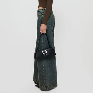 Vente chaude femmes jambe large Jeans décontracté coupe ample poches gris bleu Denim pantalon femme jean pantalon Cargo pantalon femmes - Product Image 3