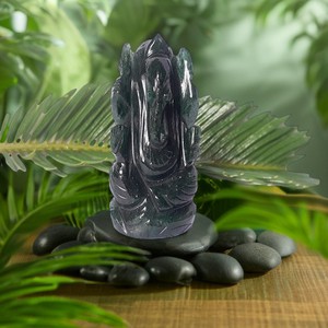 Cristal d'agate de mica sculpté à la main Ganesh idole Style Feng Shui Sculpture en pierre semi-précieuse gravure matériel de pierre précieuse à vendre - Product Image 4