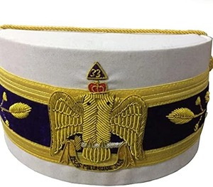 Masonic Officer Wool Hat 3D Embroidered Bullion Rhinestones Custom Size Shriner Fez Hat Cotton <b>Sweatband</b> Tassel for Casual Wear - Product Image 5