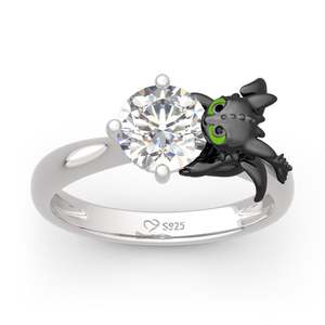 Bague en argent sterling Jeulia Hug Me Your Dragon avec diamant taille ronde - Product Image 3