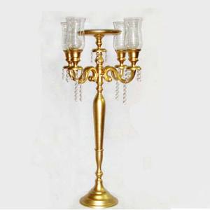 Grand chandelier en aluminium plaqué or rose Bougeoir moderne de style luxueux pour centre de table de mariage ou éclairage Candela - Product Image 4