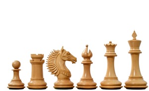 Pièces d'échecs en bois de la série CB Mustang, fabriquées à la main, triple pondération, bois d'ébène, bois de laurier, roi de 4,4 pouces, à prix avantageux - Product Image 3