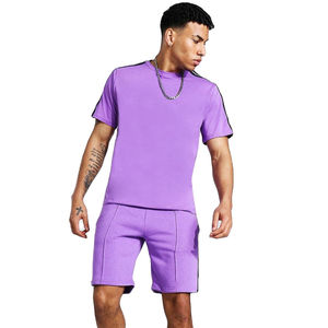 เซ็ตเสื้อยืดและกางเกงขาสั้นสำหรับผู้ชายชุดเสื้อยืดและชุดสั้นผ้าฝ้าย100% สำหรับผู้ชายฤดูร้อน - Product Image 1