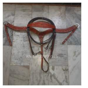 Juego de arnés de cuero occidental para caballo, riendas, collarín, para carreras de caballos, conjunto de arnés personalizado, RN Enterprises, alta calidad, duradero, venta al por mayor - Product Image 2