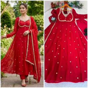 Robe de travail NILESH TAILOR FASHION, longueur au sol, col en V, manches longues, en tissu satiné lourd, motif floral, élastique, décoration - Product Image 6