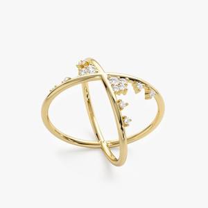 แหวนเพชร x ที่ไม่ซ้ำกัน14K ทรง X แหวนทำด้วยมือเครื่องประดับดีของแท้แหวนเก๋ไก๋แหวนแต่งงานสีทองล้วน - Product Image 6