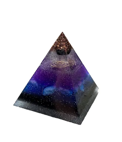 Shungite Tri Point sfera piramide di Orgonite spirituale all'ingrosso in vendita sfera a tre punti Shungite con punto di cristallo