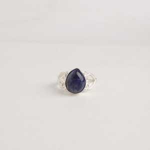 Sodalite Oval Cut Heart Ring Sterling Silver IGI Certified Blue Gemstone Handmade Elegant Jewelry Gift for Women - Product Image 4