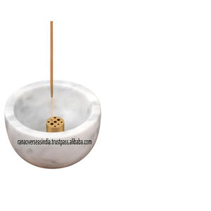 Premium White Marble <b>Incense</b> <b>Holder</b> with 9 Brass Holes Burner for Aromatherapy Office Home or Yoga Room Available At Best Price - Product Image 6