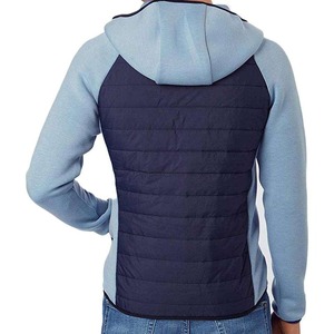 Blouson matelassé à capuche pour homme, bleu gris, coupe-vent, polaire polyester, hiver, sportif, fermeture éclair, coupe classique - Product Image 4