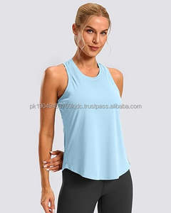 <b>Women's</b> Workout <b>Tank</b> <b>Tops</b> Racerback Athletic Yoga Shirts Loose Fit XS Size Knitted Fabric Logo on Front - Product Image 2