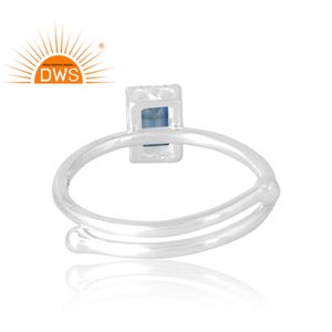 แหวนเงินแท้ 925 ประดับพลอยไคยาไนต์ธรรมชาติ งานแฮนด์เมด ขายดี เป็นของขวัญสำหรับผู้หญิง - Product Image 2