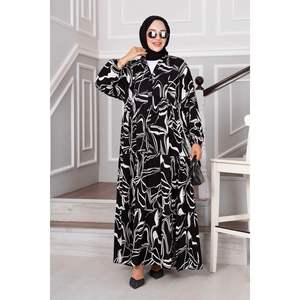 Lina Patterned <b>Viscose</b> <b>Hijab</b> Dress Black - Product Image 5