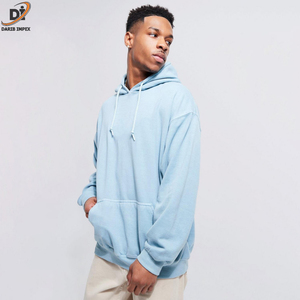 เสื้อมีฮู้ดแบบสวมหัวของผู้ชายผ้าฟลีซผ้าฝ้ายพร้อมเทคนิคพัฟผ้าซักเทอร์รี่ฝรั่งเศสโลโก้ออกแบบเอง - Product Image 3