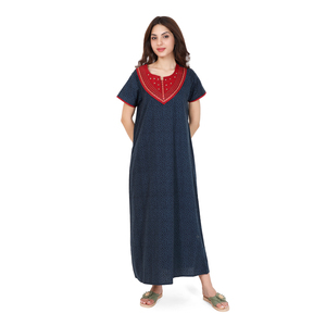 Calidad óptima 100% algodón señoras vestido de noche de cuerpo entero Cierre de botón básico antibacteriano verano salón desgaste uso doméstico Plus - Product Image 1