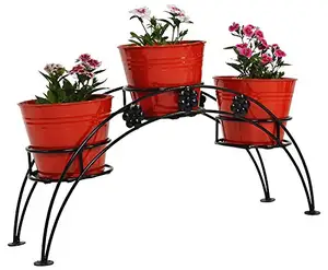 Garden Metal Buckets with Handle Medium Size Decorative Retro Rustic Planter Pails Tins for Plants or Storage