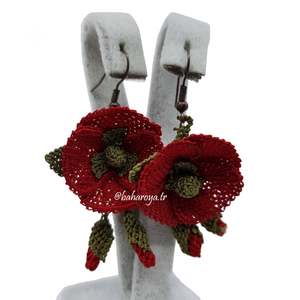 İğne Oyası Gelincik Küpe <b>Fashion</b> <b>Earrings</b> - Product Image 1