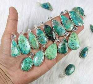 ชุดฝาลูกแพร์รูปคริสโซโคลลาสีฟ้าธรรมชาติจี้เสน่ห์จี้เงินโบราณสไตล์โบฮีเมียนเครื่องประดับของขวัญสำหรับผู้หญิง - Product Image 6