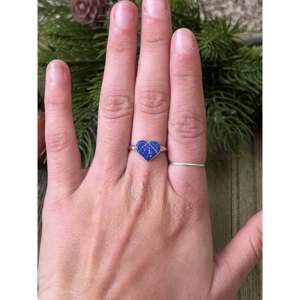Bague Zuni en opale bleu foncé et argent sterling sertie de pierres, plaquée or rose, taille 6 - Cadeau idéal avec sertissage invisible - Product Image 2