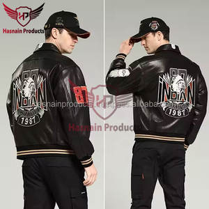 Veste en cuir véritable de haute qualité pour hommes dernier manteau de bombardier de moto d'hiver à capuche brodée style streetwear décontracté fini - Product Image 2