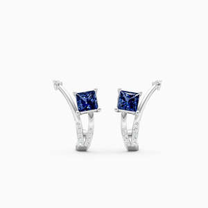 JEWELLERY PLANET Boucles d'oreilles créoles de luxe en or 10K, zircon taille coussin serti clos, design couronne bohème, unisexe, mariage - Product Image 3