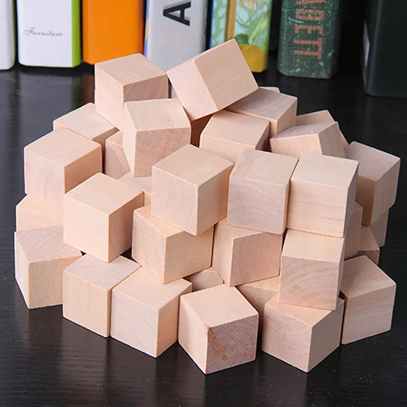 Bloques de madera Natural sin terminar, Mini cubos de madera para apilar juguetes artesanales y decoración del hogar, 1cm, 1,5 cm, 2cm, 3cm, venta al por mayor