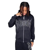 Puff Print Custom Logo Flare Sweatsuit Chándal 100 Algodón Raw Hem Hooded Flared Sweatsuit Pantalones Hombre Sweatsuit