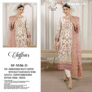 El Mejor Traje Salwar de Chifón con Bordado para Mujer, Exportador de Moda a la Tarifa Más Baja, Compras en Línea en India - Product Image 5