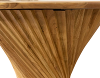 Ensemble de table à manger moderne en bois massif de forme ronde avec un design floral exclusif et élégant, finition en noyer naturel