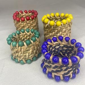 Anneaux de serviette en rotin en bois de bambou de haute qualité décor de Table perlé en Fiber naturelle pour la maison hôtels tarifs de gros pour les fêtes - Product Image 1