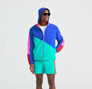 Offre Spéciale Survêtement en polyester pour hommes avec logo personnalisé coupe-vent à blocs de couleurs et 2 shorts Impression personnalisée Grande taille - Product Image 5