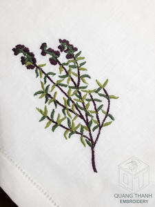 Broderie personnalisée conception de romarin violet serviette de table de haute qualité lavable en lin ourlet serviette de table pour la maison hôtel événements - Product Image 2