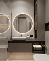 Meuble mural moderne de haute qualité en contreplaqué pour salle de bain, armoire suspendue avec miroir éclairé