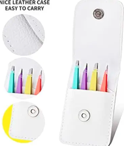 Anaif ชุด4ชิ้นชุดที่คีบคิ้วแบบผงเคลือบคิ้วแหนบปลายตรงพร้อมเคสหนัง PU สีขาวสำหรับกำจัดขน - Product Image 5