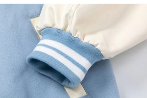 Chaqueta universitaria de estilo béisbol de calle alta Unisex cuello alto bordado Casual suelto Patchwork abrigos de lona de cuero para hombre - Product Image 3