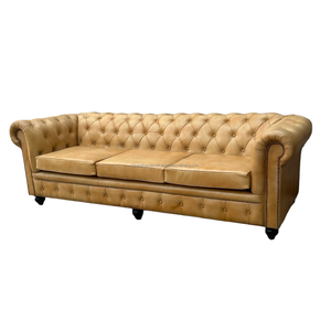 Sofá de 3 Plazas de Cuero Genuino Premium |   Sofá Chesterfield de Cuero |   Muebles de Lujo para Sala de Estar |   Fabricante Mayorista - Product Image 3