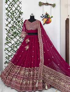 Nuevo Lehenga Choli de Diseñador en Estilo Moderno, Pesado, para Bodas, Color Personalizado, Lavable a Máquina, Seda Chinon con Relieve, para Todas las Temporadas - Product Image 2