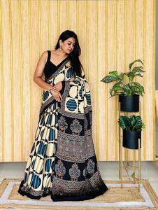 Luxe élégant femmes vêtements de fête de mariage créateur de mode doux mousseline coton sari broderie dentelle bordure impression numérique - Product Image 5